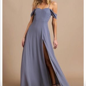 light blue/ slate blue long dress worn to prom once